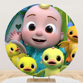 Lofaris Cartoon Little Baby Round Happy Birthday Backdrops